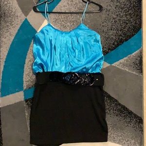 Blue and black mini dress